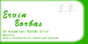 ervin borbas business card